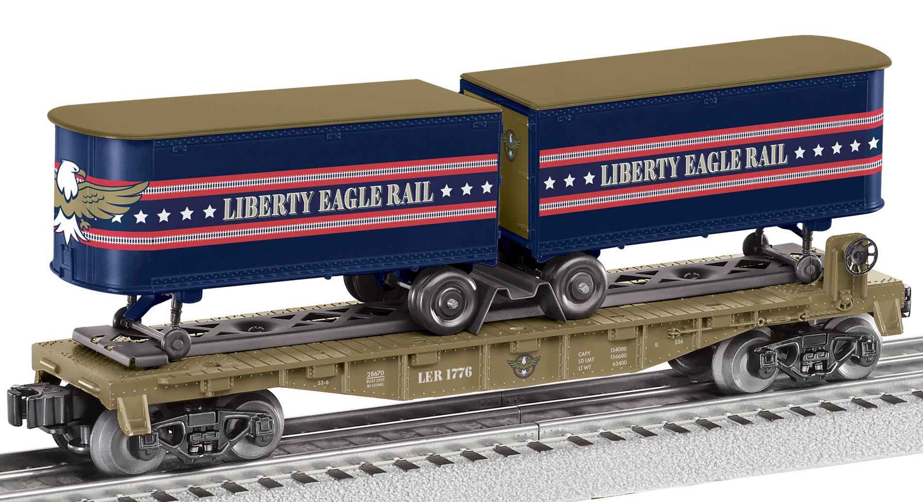 Lionel 2528670 - Flatcar "U.S.A" #1776 w/ "Liberty Eagle Rail" Piggyback Trailers