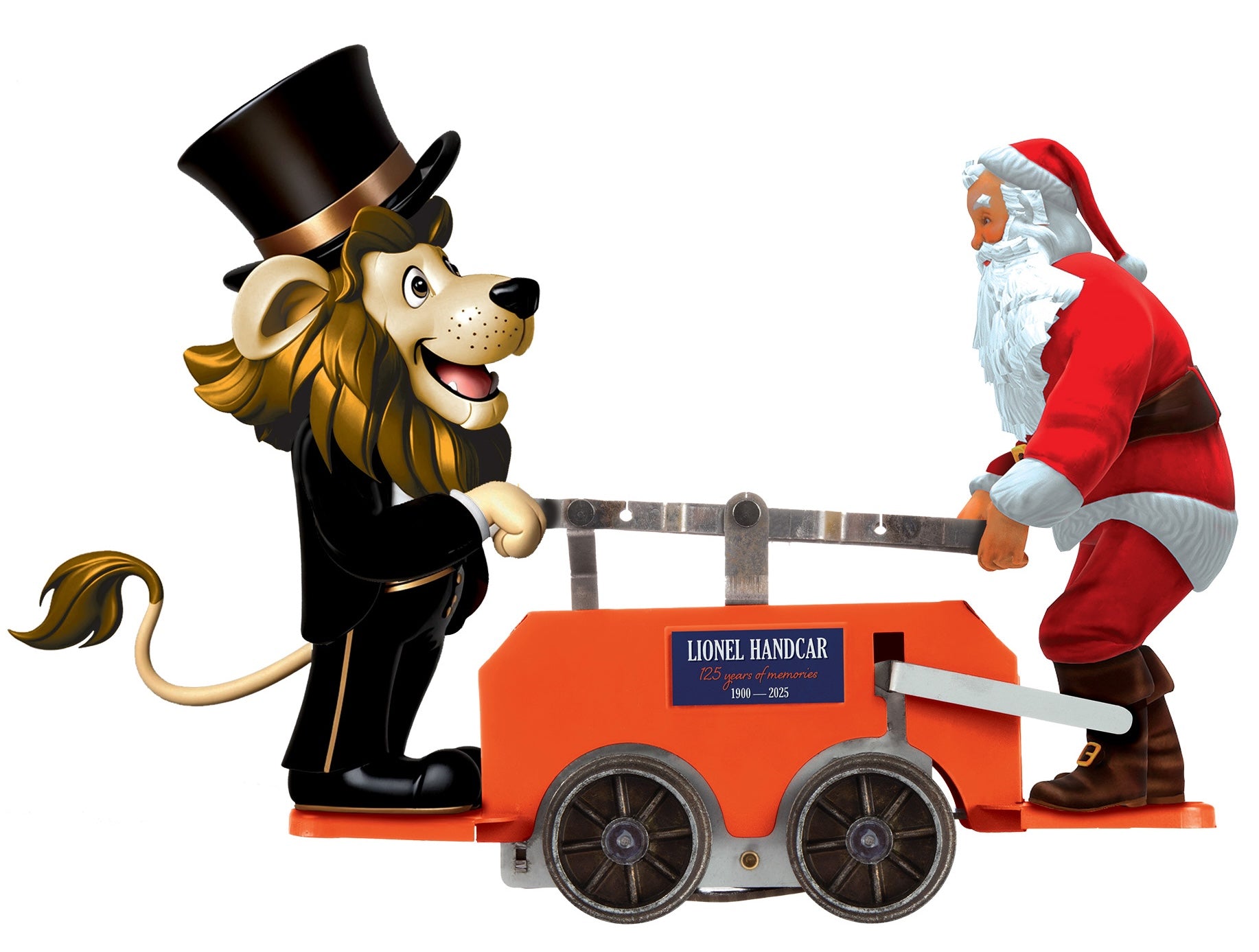 Lionel 2535150 - Christmas - Lenny/Santa Handcar   (Orange)