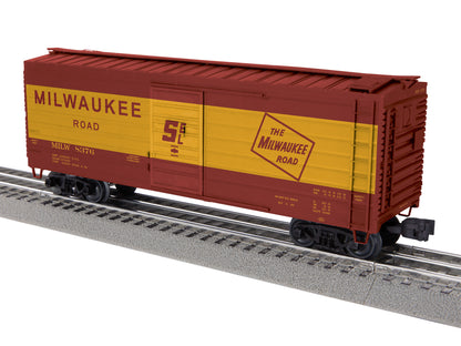 Lionel 2542052 - Rib-Side Boxcar "Milwaukee Road" #8376 (yellow band) - MrMuffin'sTrains
