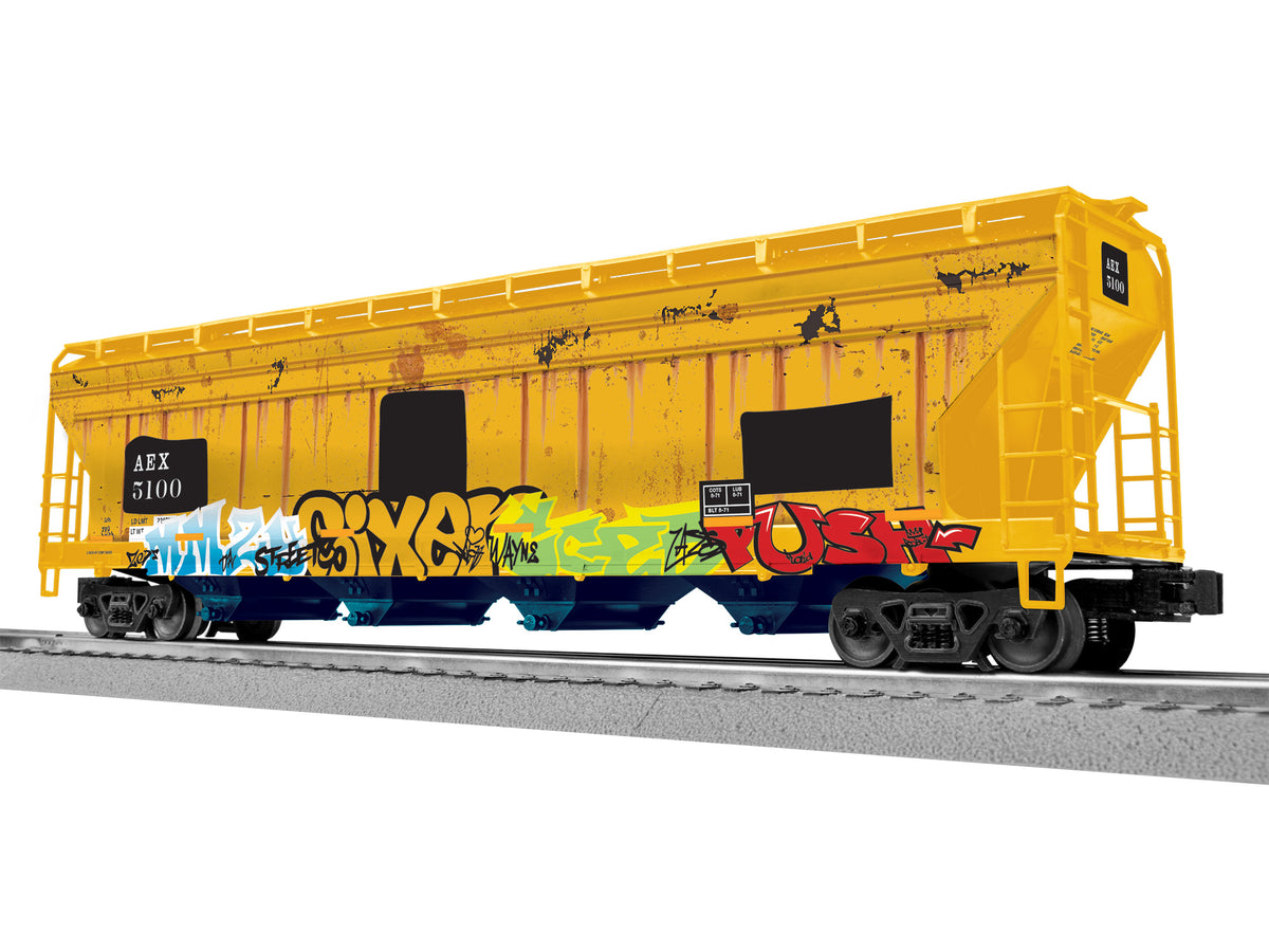 Lionel 2542150 - 4-Bay Centerflow Hopper Car "AEX" #5100 (Graffiti) - MrMuffin'sTrains