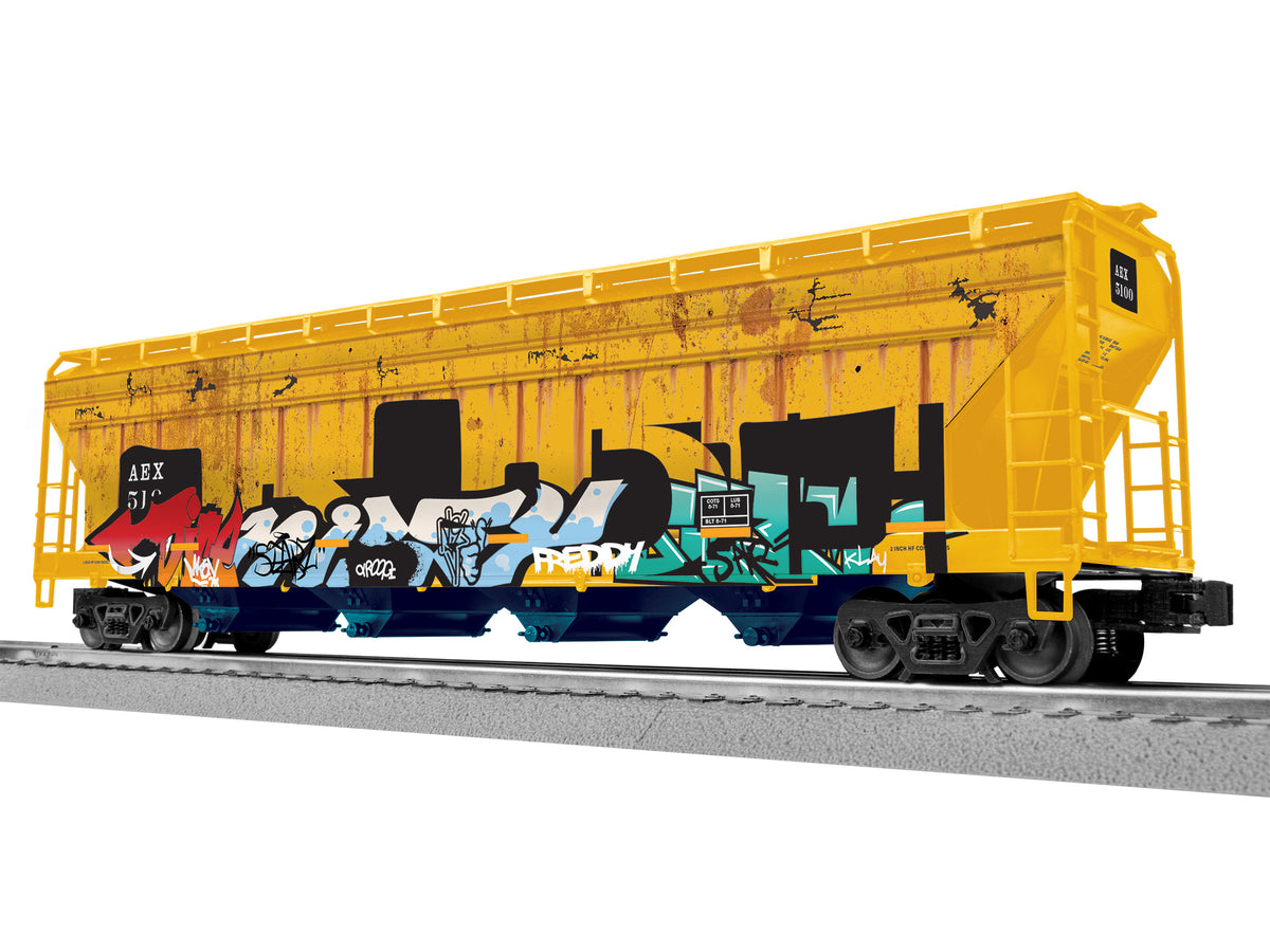 Lionel 2542150 - 4-Bay Centerflow Hopper Car "AEX" #5100 (Graffiti) - MrMuffin'sTrains