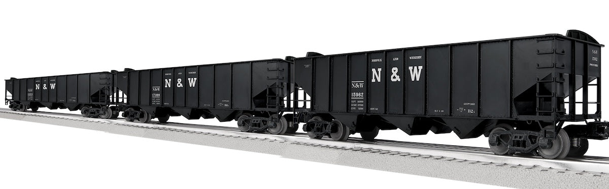 Lionel 2542230 - LionScale - 3-Bay Hopper w/ Peaked Ends "Norfolk & Western" (3-Car) Set A