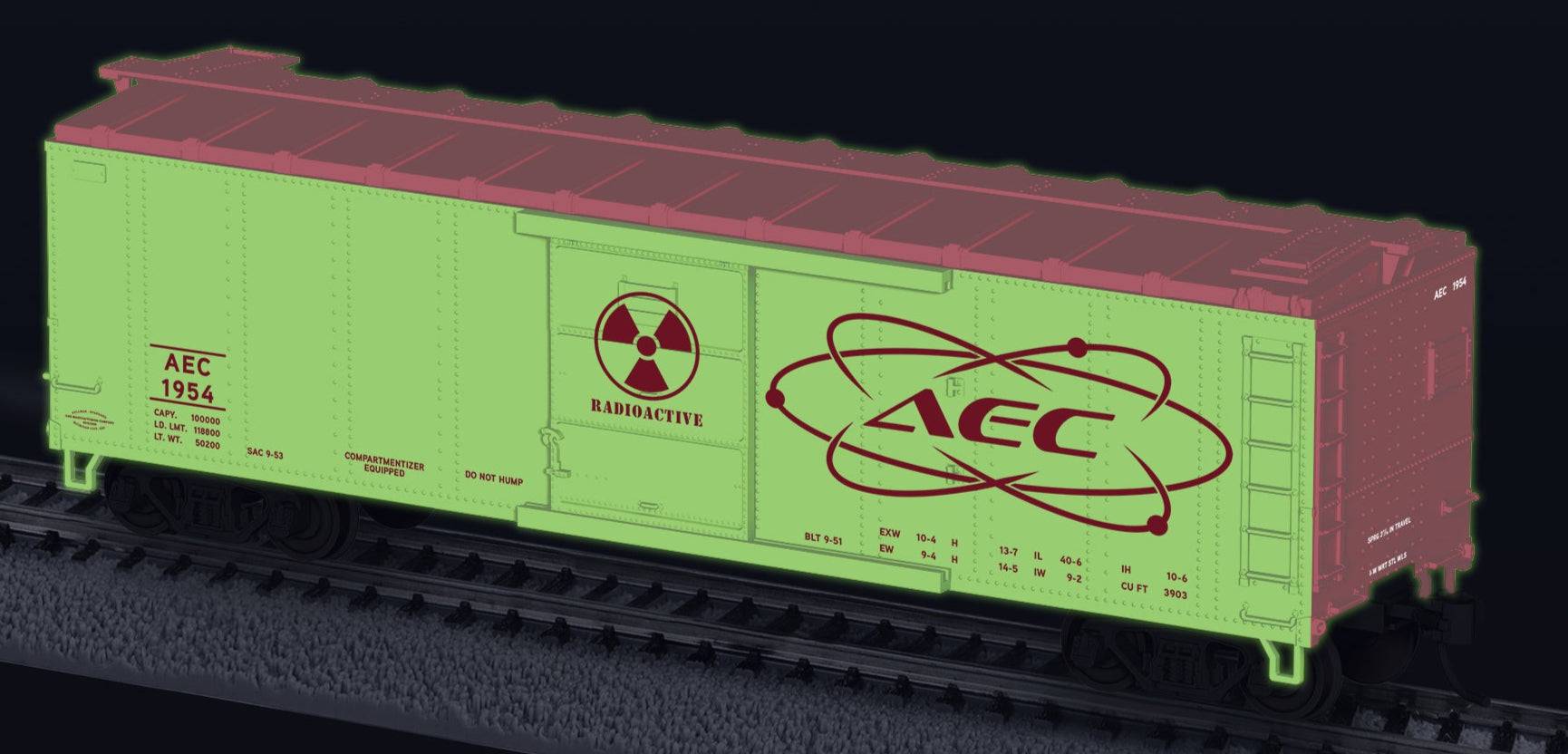 Lionel HO 2554210 - Radioactive Boxcar w/ Sound "AEC" #1954 (Glow-in-the-Dark)