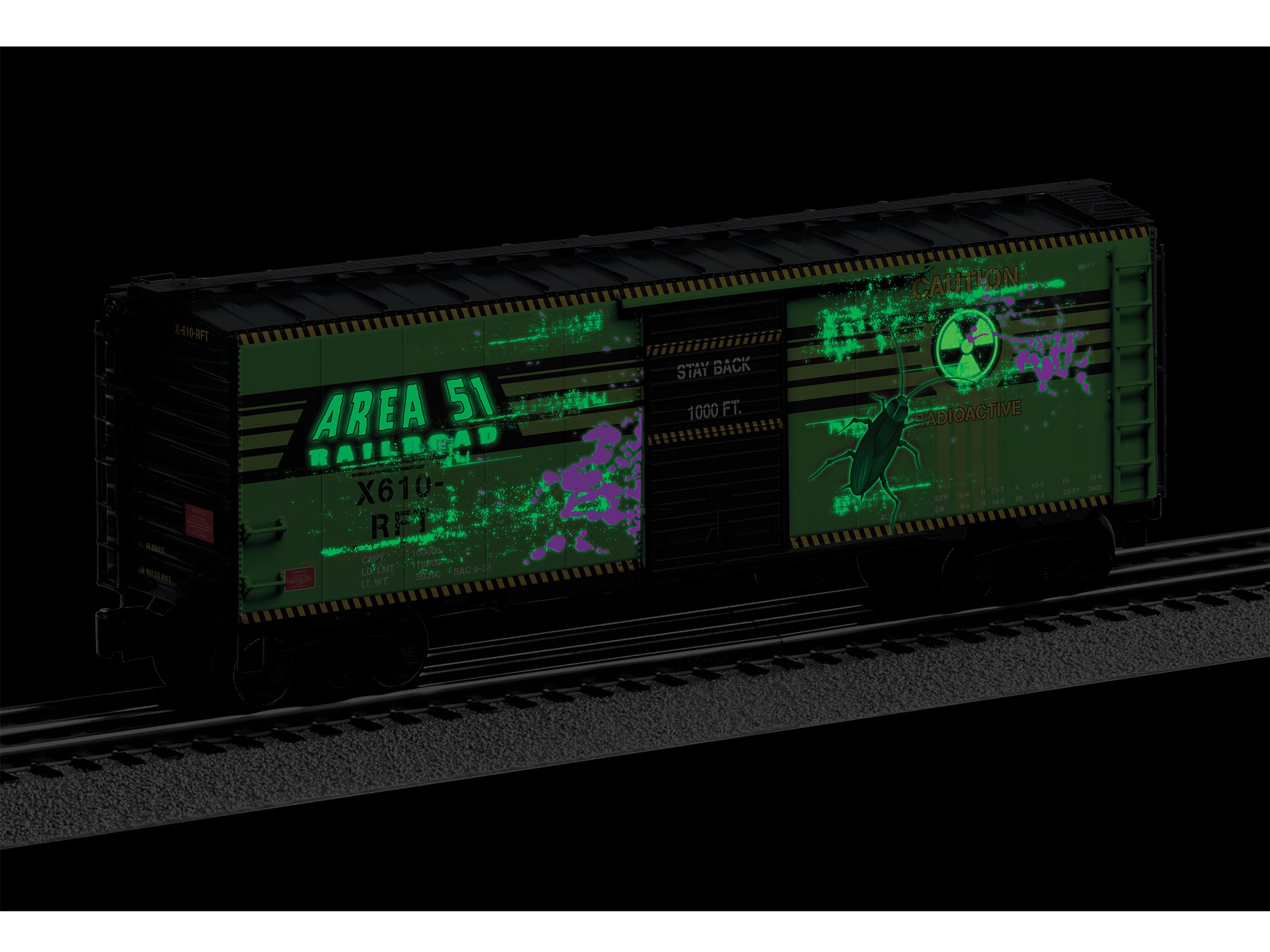 Lionel 2626610 - Boxcar "Area 51" #X610-RFT w/ Sounds (Radioactive)