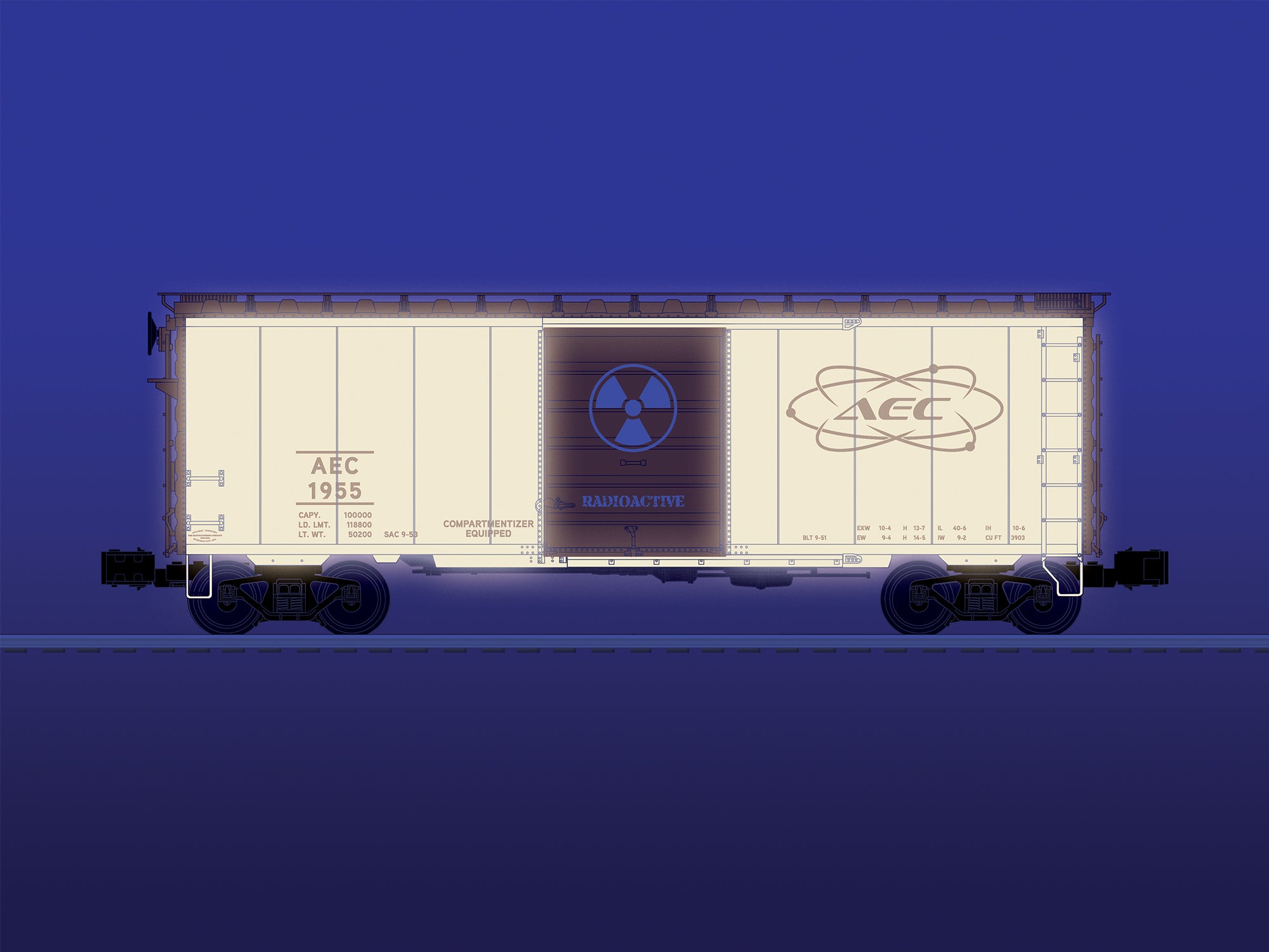 Lionel 2626620 - Boxcar "AEC" w/ Sounds #1955 (Radioactive)