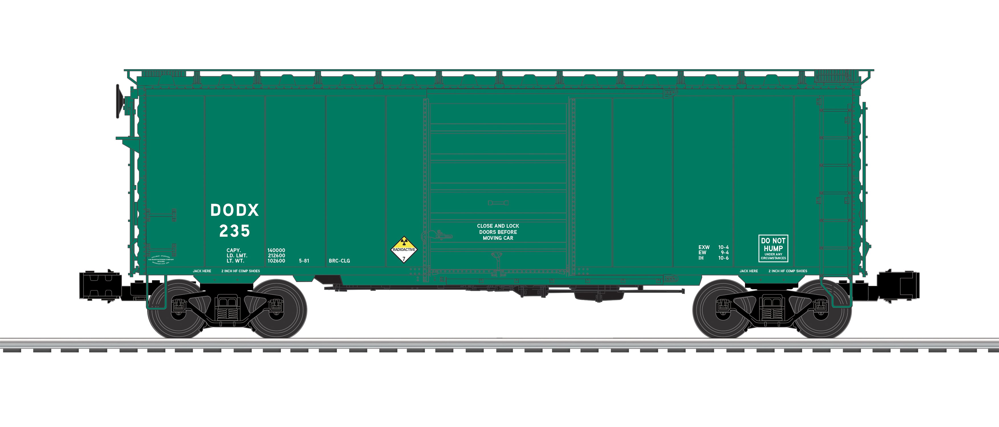 Lionel 2626630 - Boxcar "U.S. Department of Defense" w/ Sounds #235 (Radioactive)