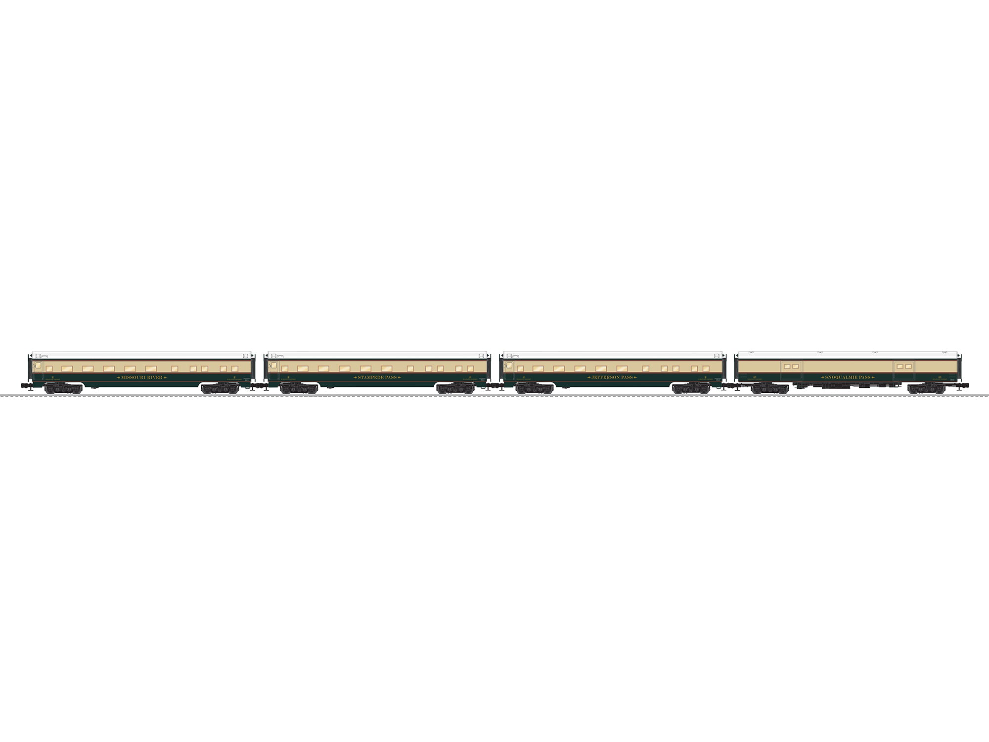Lionel 2627260 - 18" Aluminum Passenger Car "Burlington Northern" (4-Car)