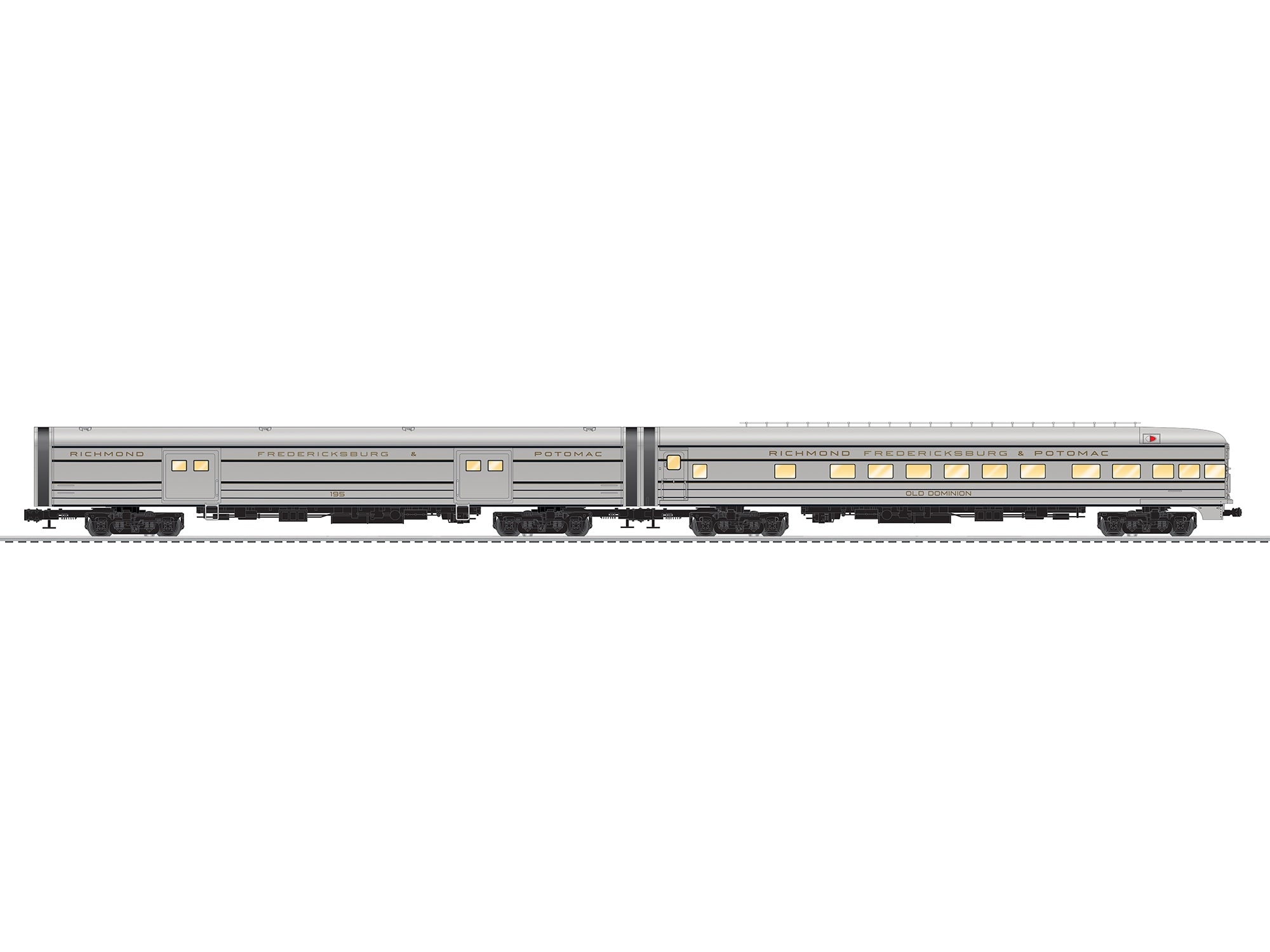 Lionel 2627330 - 18" Aluminum Passenger Car "Richmond, Fredericksburg & Potomac" (2-Car)
