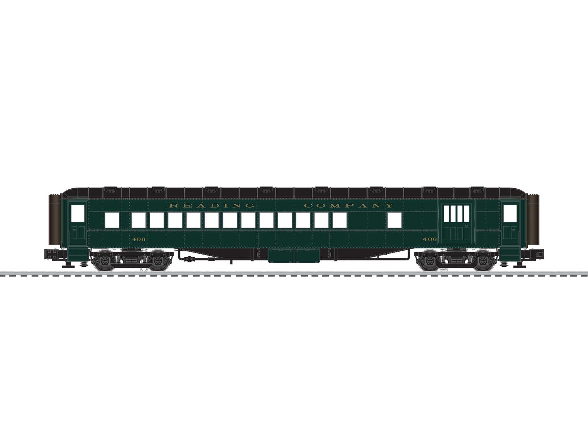Lionel 2627580 - 72' Passenger Car Set "Reading" (2-Car) Set A (Solid Green)