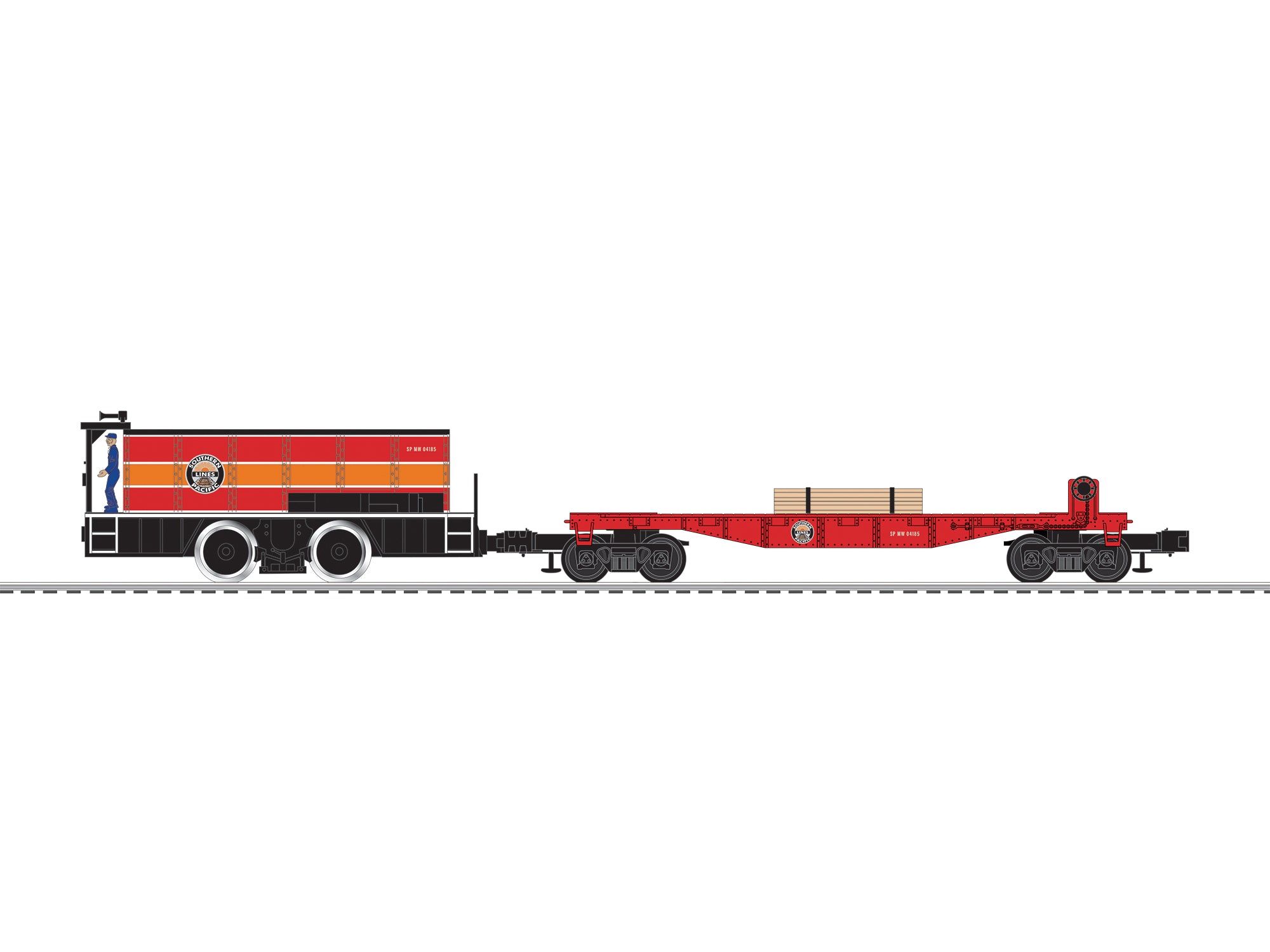 Lionel 2635180 - Tie-jector & Flatcar "Southern Pacific" #SP MW 04185
