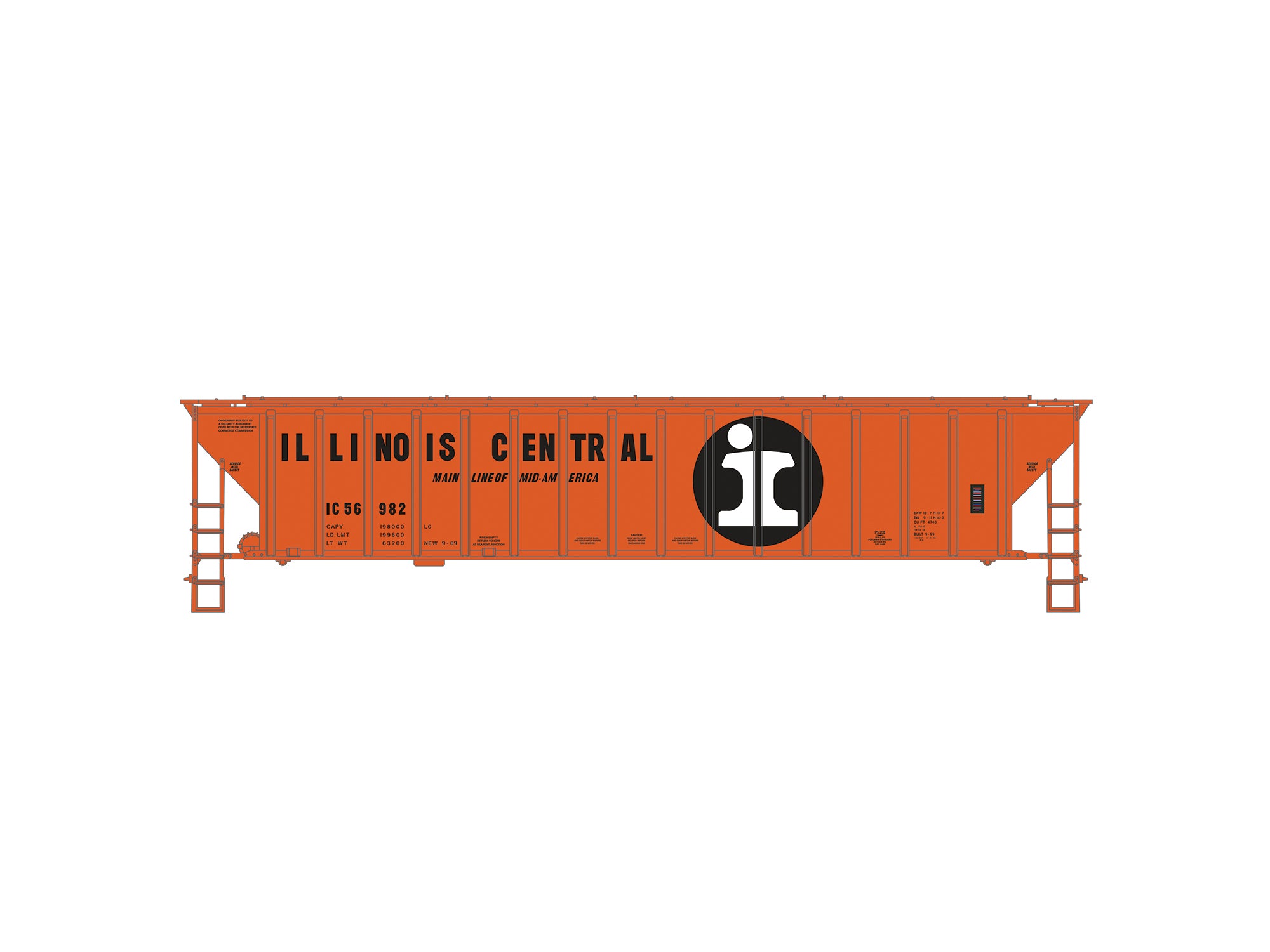 Lionel 2642261 - 4740 PS-2CD Hopper Car "Illinois Central" #56982