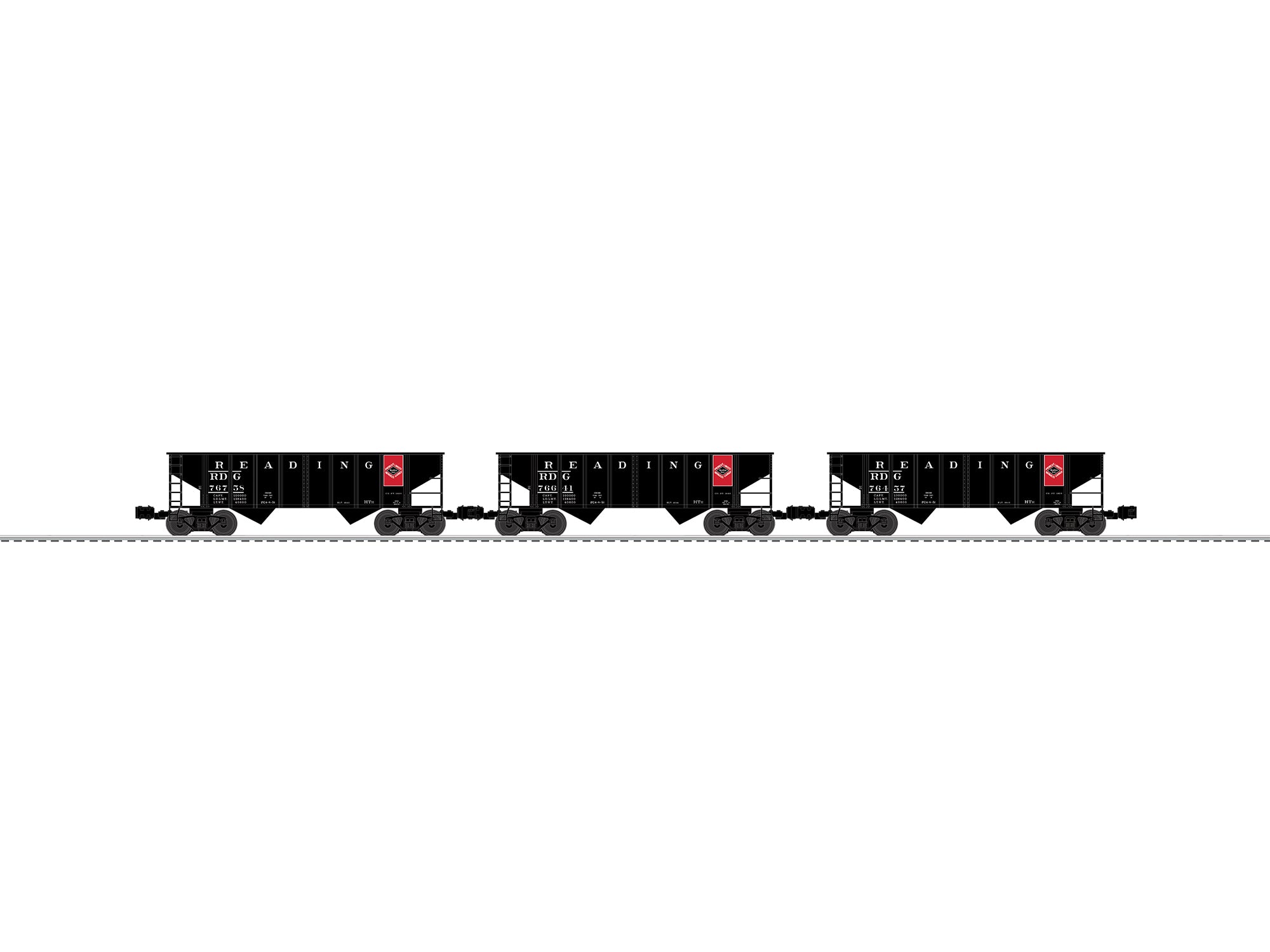 Lionel 2642465 - 2-Bay Hopper Car "Reading" (3-Car) Anthracite Logo