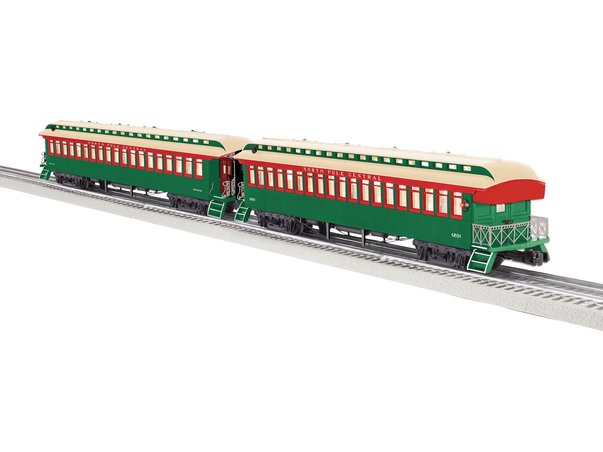 Lionel 2727110 - Wood Passenger Car "North Pole Central" (2-Car) Set C
