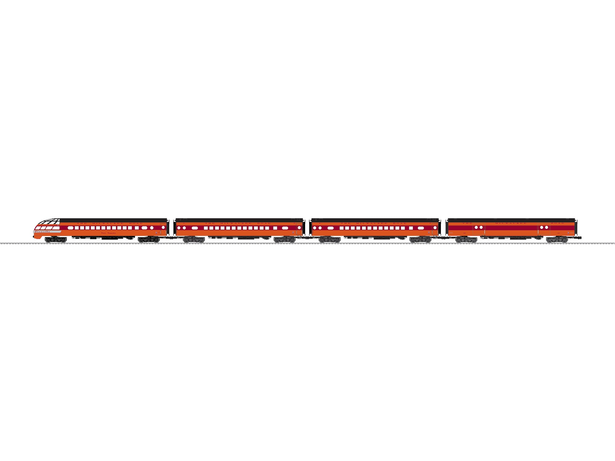 Lionel 2727310 - 18" Aluminum Passenger Car "Milwaukee Road" (4-Car) Hiawatha (Orange)