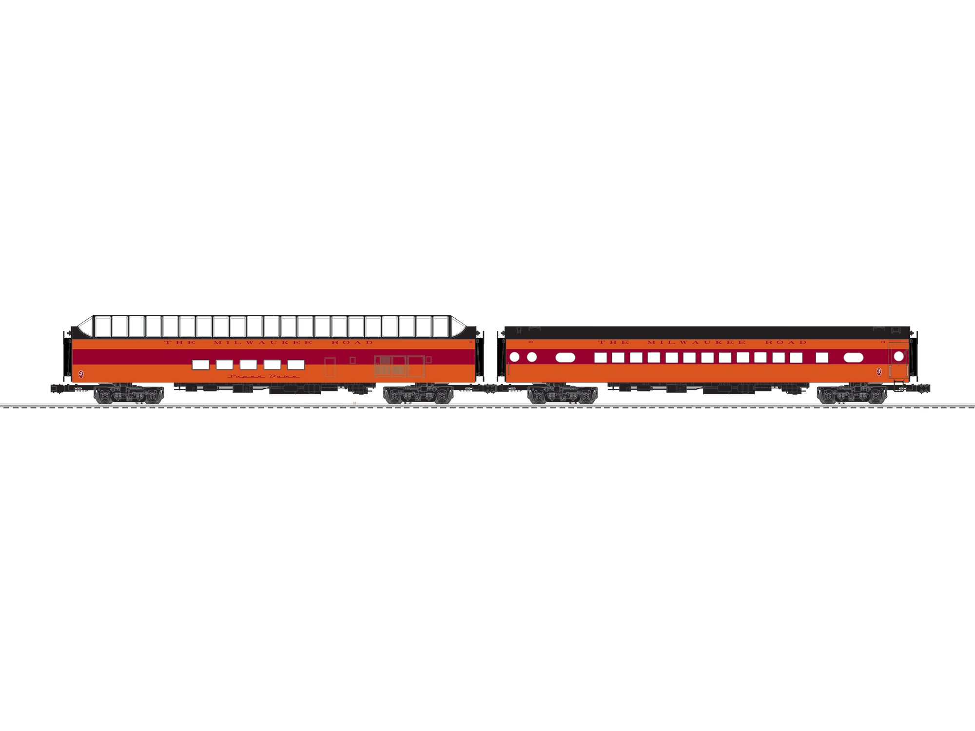 Lionel 2727320 - 18" Aluminum Passenger Car "Milwaukee Road" (2-Car) Hiawatha (Orange)