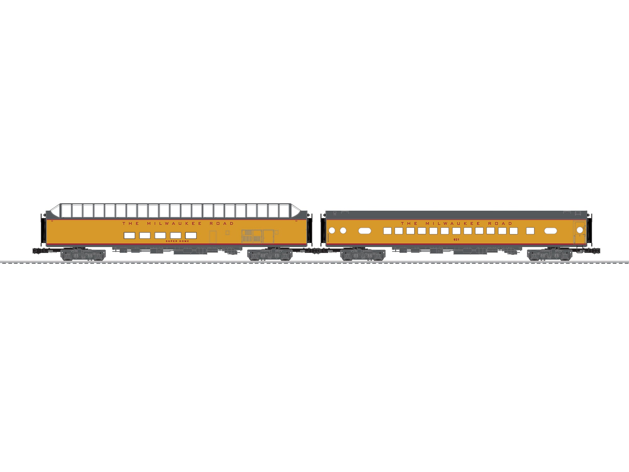 Lionel 2727350 - 18" Aluminum Passenger Car "Milwaukee Road" (2-Car) Hiawatha (Yellow)