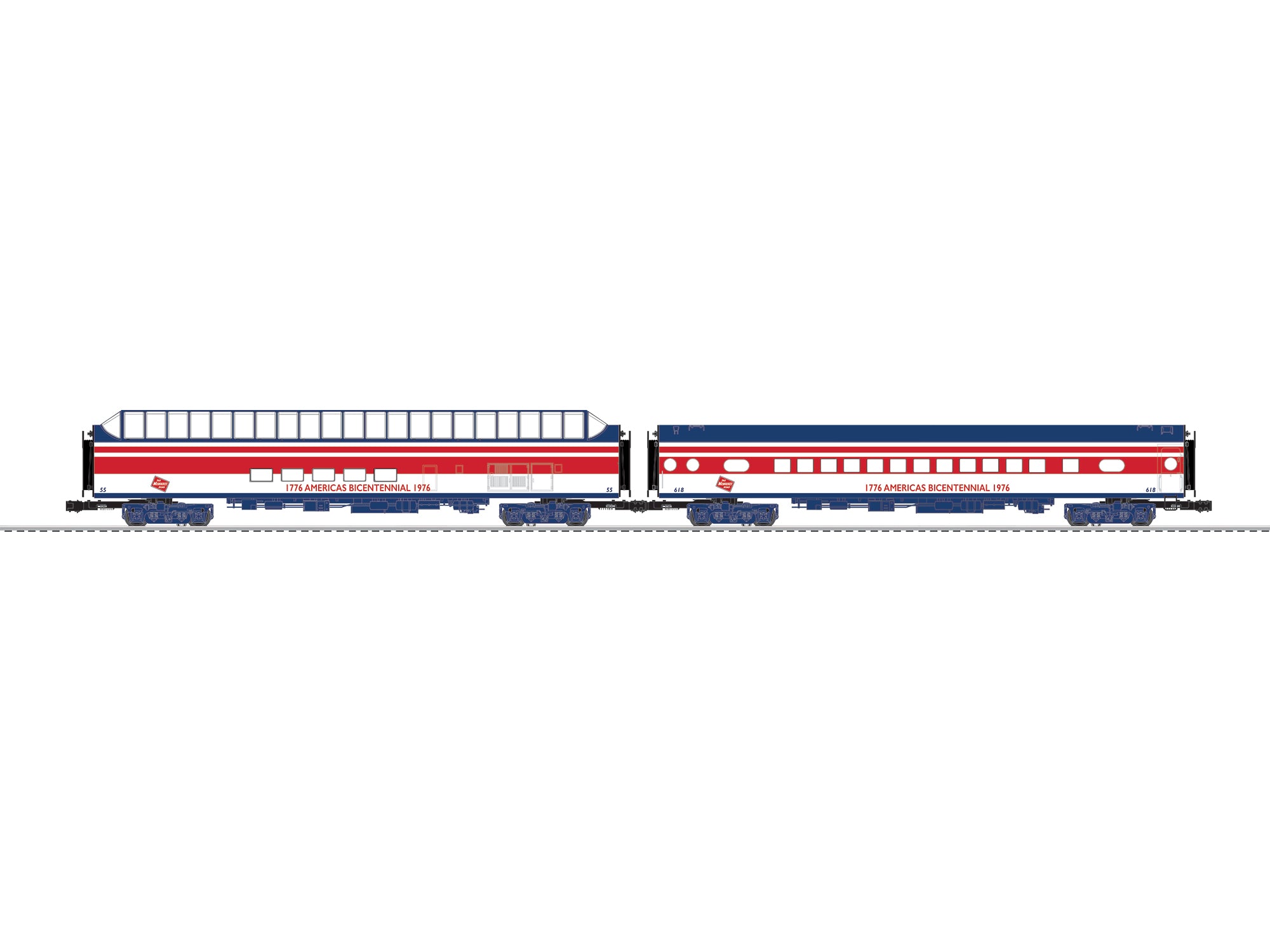 Lionel 2727380 - 18" Aluminum Passenger Car "Milwaukee Road" (2-Car) Bicentennial