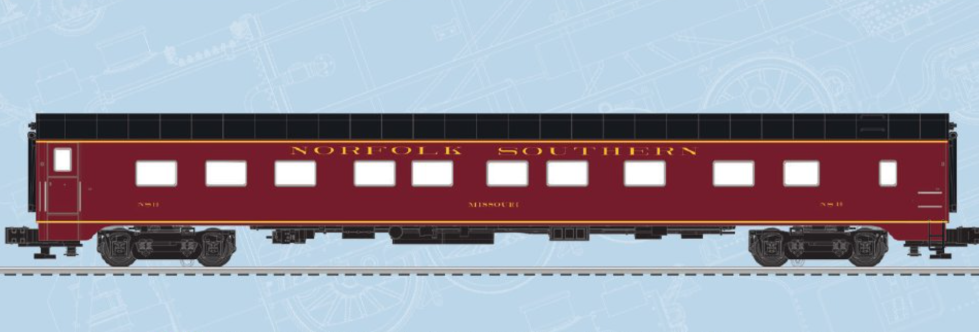 Lionel 2727500 - 21" Passenger Car Set "Norfolk Southern" (4-Car) Big Boy '26 Excursion Set