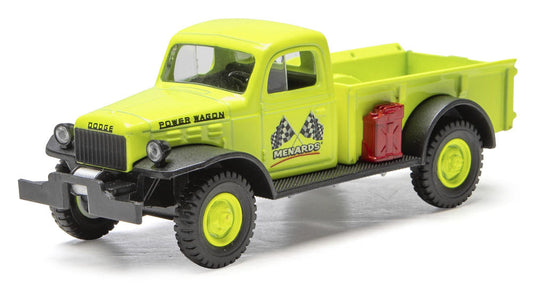 1947 Dodge Power Wagon "Menards Racing" (Yellow) 1/48 Diecast Car - MrMuffin'sTrains