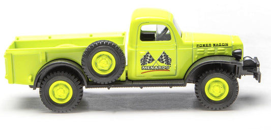 1947 Dodge Power Wagon "Menards Racing" (Yellow) 1/48 Diecast Car - MrMuffin'sTrains
