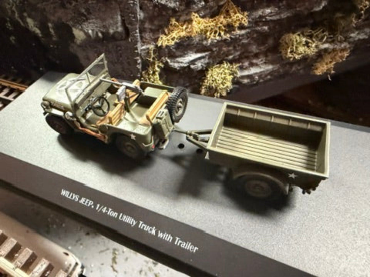 Atlas O 3002658 - Willys Jeep 1/4-Ton Utility Truck w/ Trailer 1/43