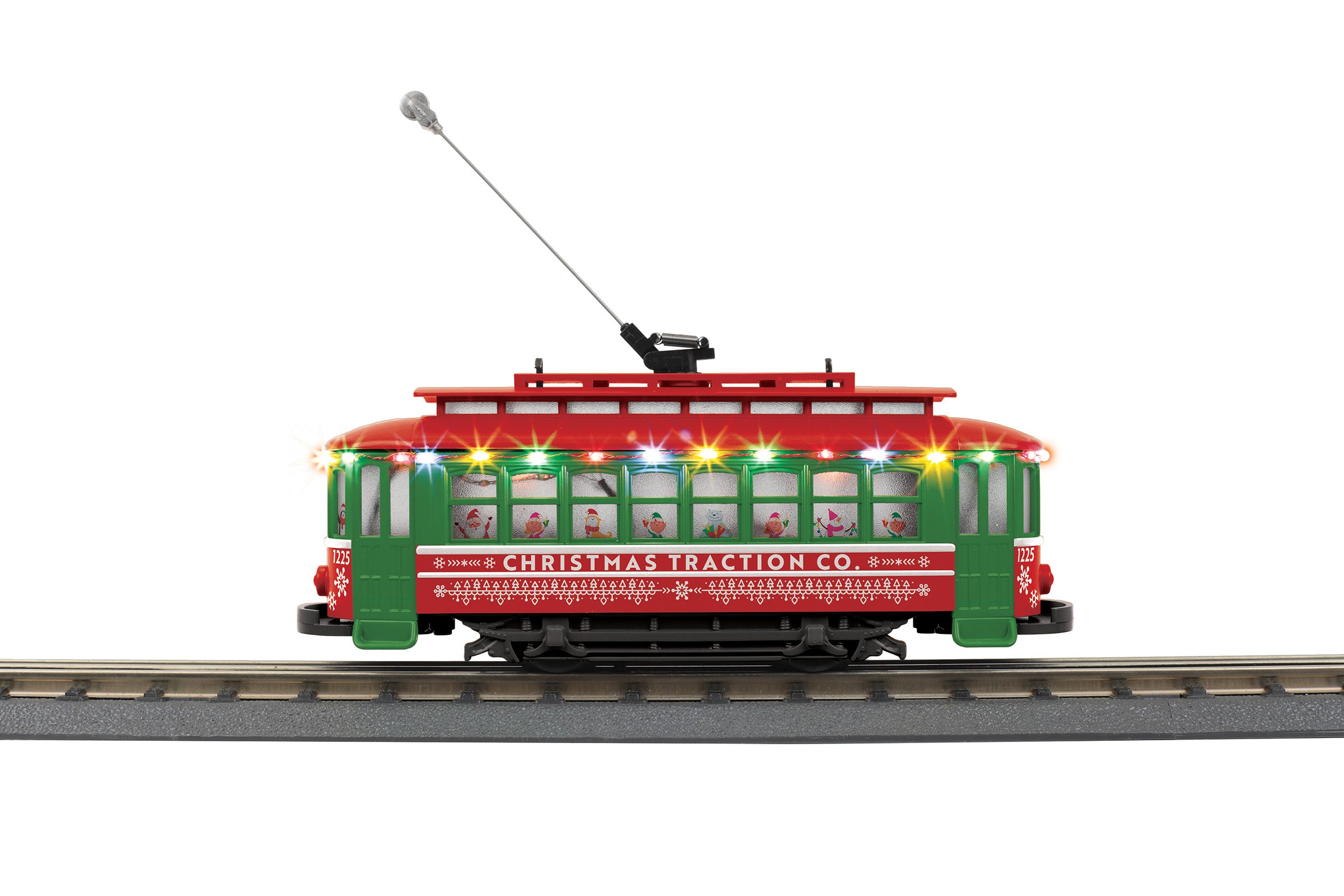 MTH 30-5244 - Bump-n-Go Trolley "Christmas" #1225 w/ LED Lights