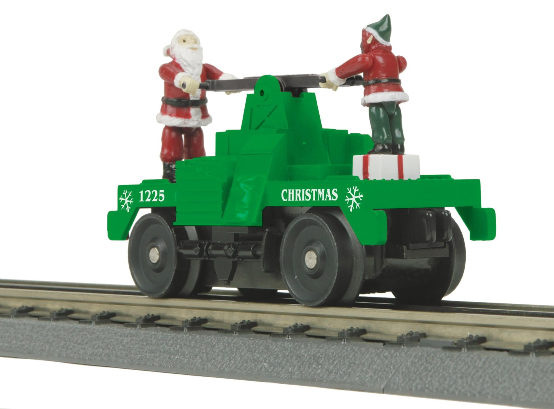 MTH 30-5256 - Operating Hand Car "Christmas" #1225 (Green)