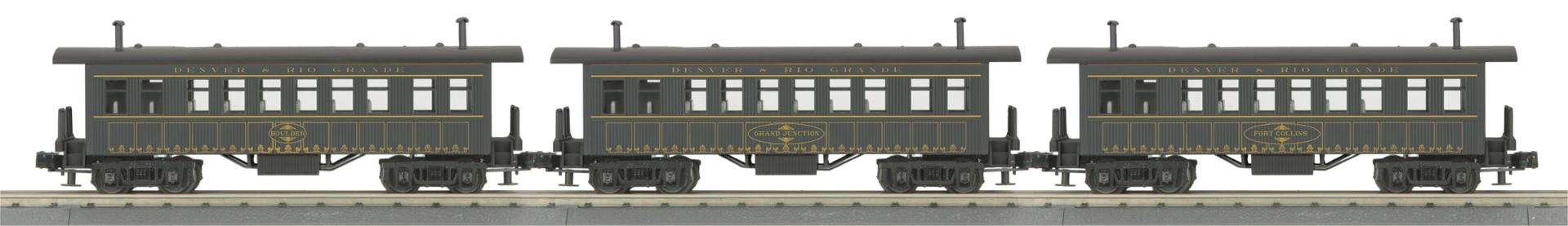 MTH 30-6455 - Overton Passenger Coach Set "Denver & Rio Grande" (3-Car)