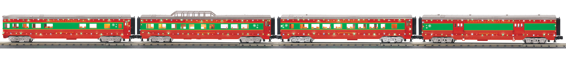 MTH 30-68266 - 60’ Streamlined Passenger Set "Christmas" w/ LED Lights (4-Car)