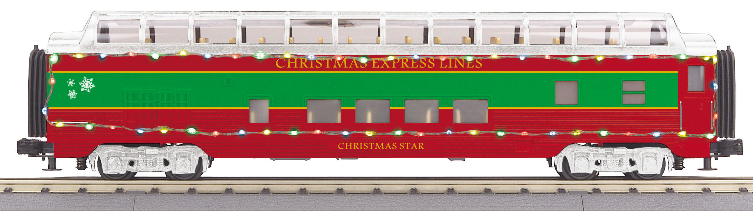 MTH 30-68270 - 60’ Full Length Vista Dome Car "Christmas" w/ LED Lights