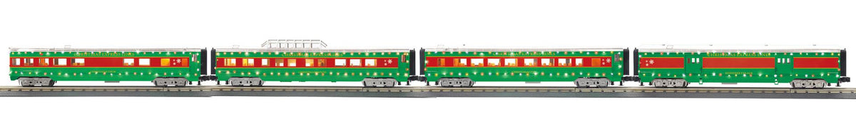 MTH 30-68286 - 60’ Streamlined Passenger Set "Christmas" w/LED Lights (4-Car)