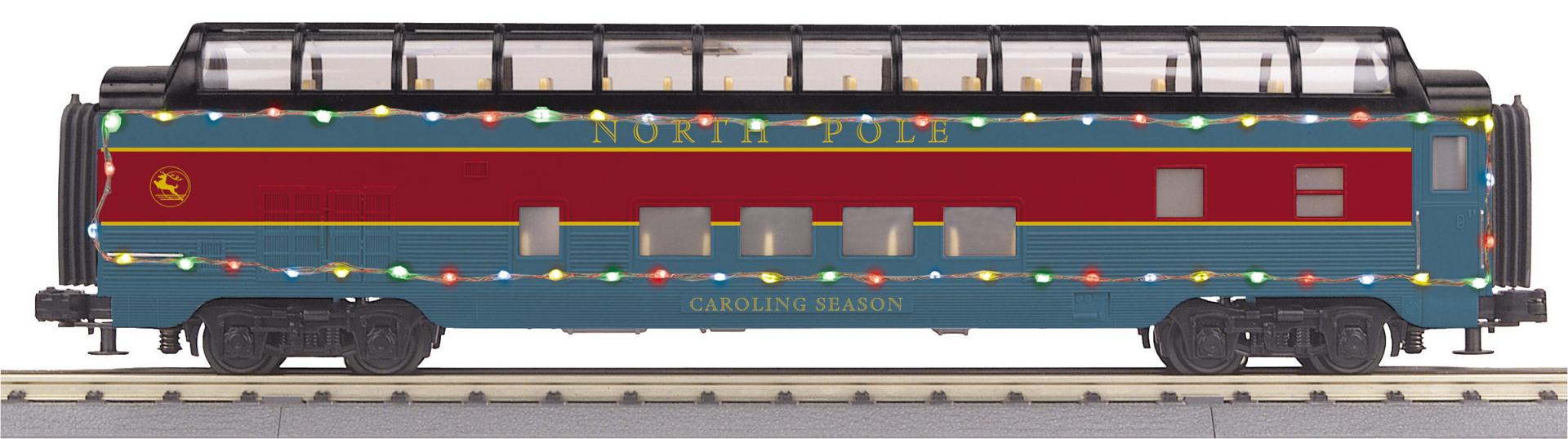 MTH 30-68293 - 60’ Streamlined Full-Length Vista Dome "North Pole" #Caroling Season w/ LED Lights