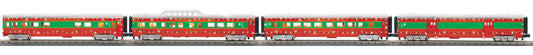 MTH 30-68306 - RailKing - 60’ Streamlined Passenger Set "Christmas" w/ LED Lights (4-Car)
