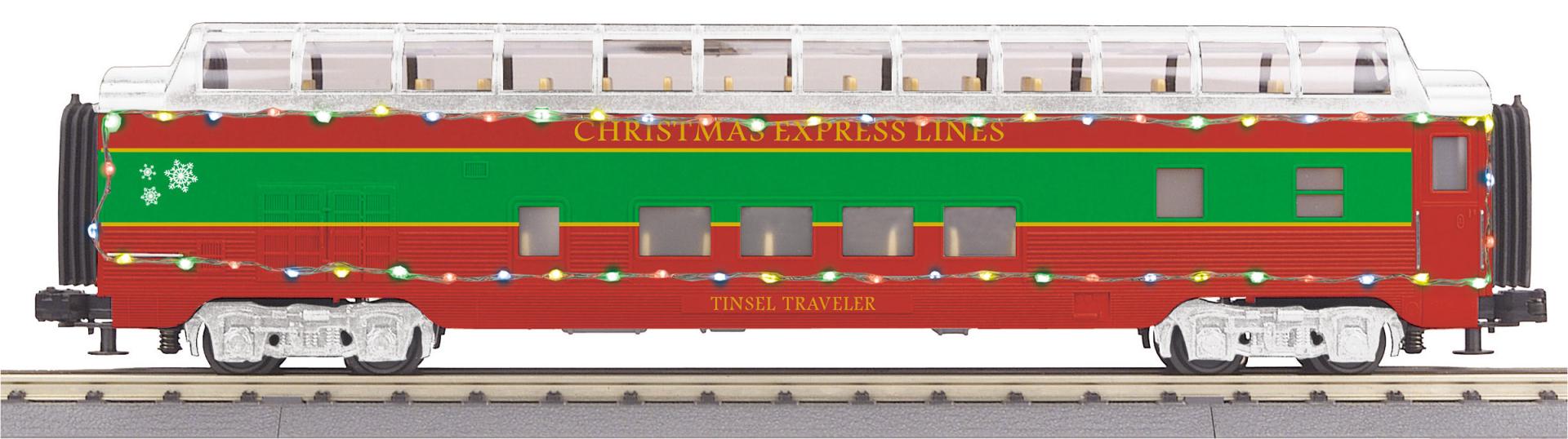 MTH 30-68309 - 60’ Streamlined Full-Length Vista Dome Car "Christmas" w/ LED Lights