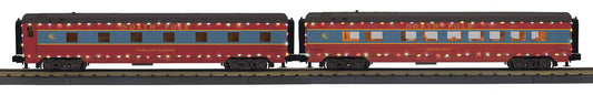 MTH 30-68311 - RailKing - 60’ Streamlined Passenger Set "North Pole" w/ LED Lights (2-Car)