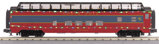 MTH 30-68313 - RailKing - 60’ Streamlined Full-Length Vista Dome "North Pole" w/ LED Lights