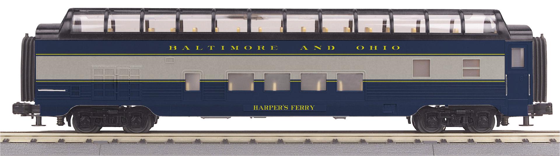 MTH 30-68336 - RailKing - 60’ Streamlined Full-Length Vista Dome Car "Baltimore & Ohio" #Harper's Ferry