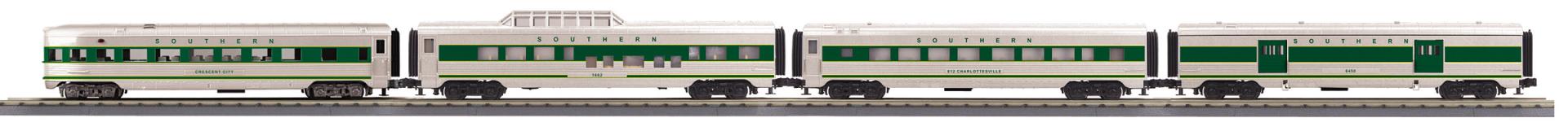 MTH 30-68341 - RailKing - 60’ Streamlined Passenger Set "Southern" (4-Car)