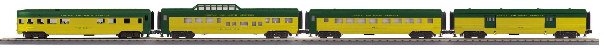 MTH 30-68345 - RailKing - 60’ Streamlined Passenger Set "Chicago North Western" (4-Car)