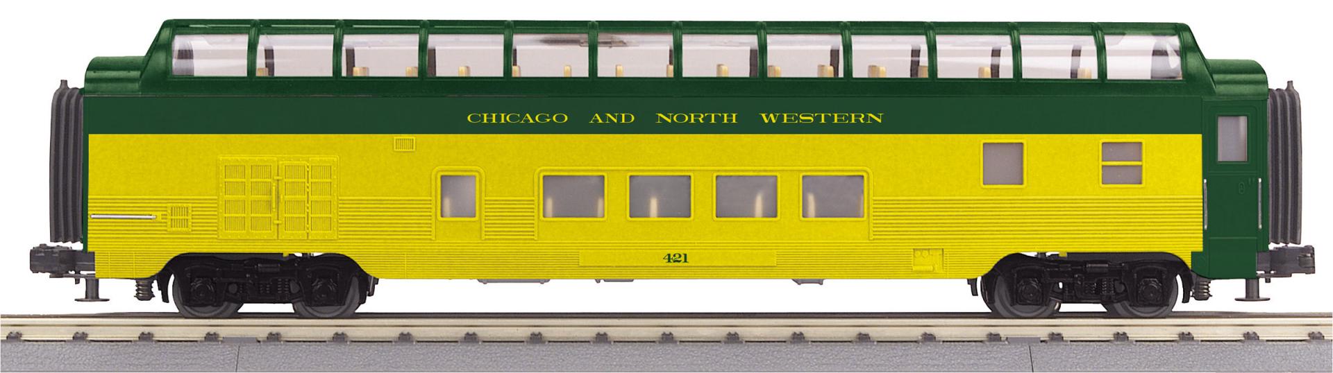 MTH 30-68348 - RailKing - 60’ Streamlined Full-Length Vista Dome Car "Chicago North Western" #421