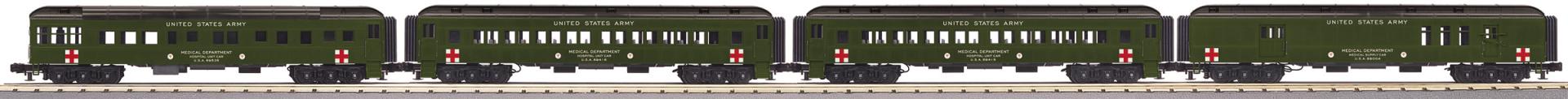 MTH 30-69392 - RailKing - 60’ Madison Passenger Set "U.S. Army" (4-Car)