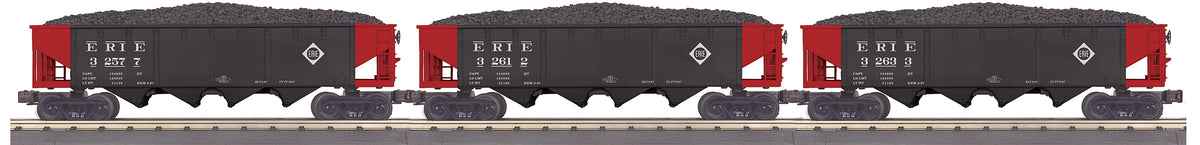 MTH 30-70135 - 4-Bay Hopper Car Set "Erie" (3-Car) - MrMuffin'sTrains