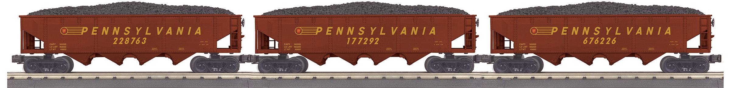 MTH 30-70136 - 4-Bay Hopper Car Set "Pennsylvania" (3-Car)