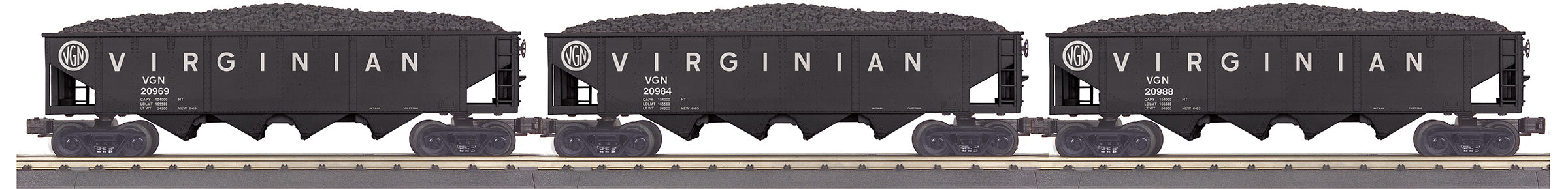 MTH 30-70137 - 4-Bay Hopper Car Set "Virginian" (3-Car)