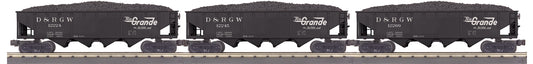 MTH 30-70140 - RailKing - 4-Bay Hopper Car Set "Denver & Rio Grande" (3-Car)