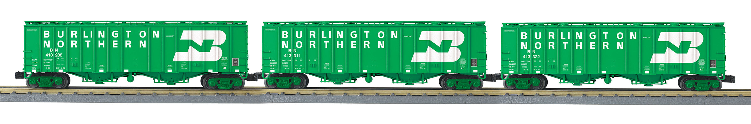 MTH 30-70145 - Airslide Hopper Car "Burlington Northern" (3-Car)