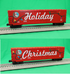 MTH 30-70151 - 50’ Double Door Plugged Boxcar Set "Christmas" w/ LED Lights (4-Car)