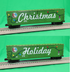 MTH 30-70151 - 50’ Double Door Plugged Boxcar Set "Christmas" w/ LED Lights (4-Car)