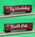 MTH 30-70152 - 50’ Double Door Plugged Boxcar Set "North Pole" w/ LED Lights (4-Car)