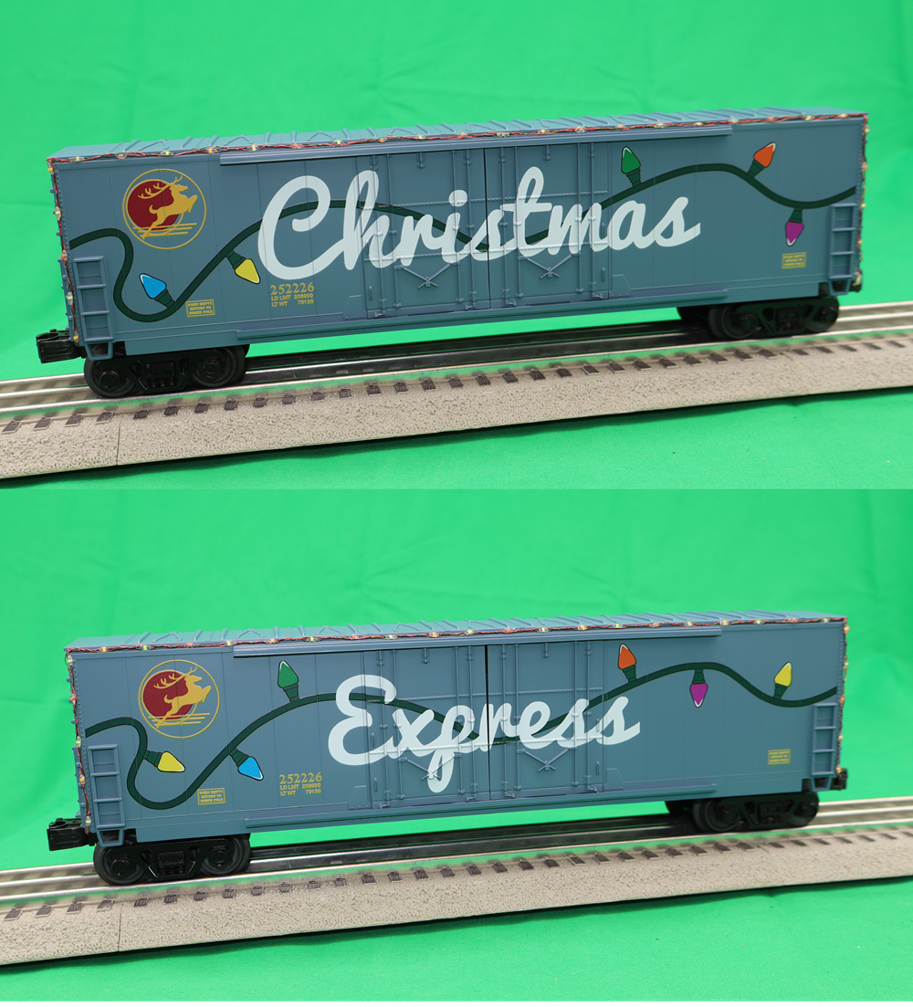 MTH 30-70152 - 50’ Double Door Plugged Boxcar Set "North Pole" w/ LED Lights (4-Car)